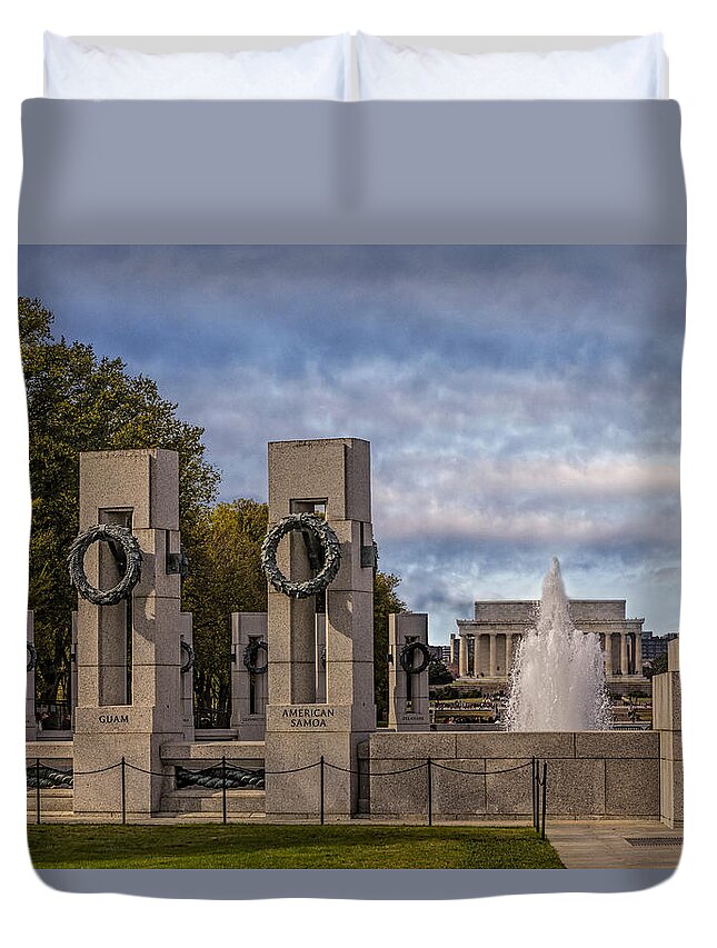 World War Ii Memorial Duvet Cover featuring the photograph World War II Memorial by Susan Candelario