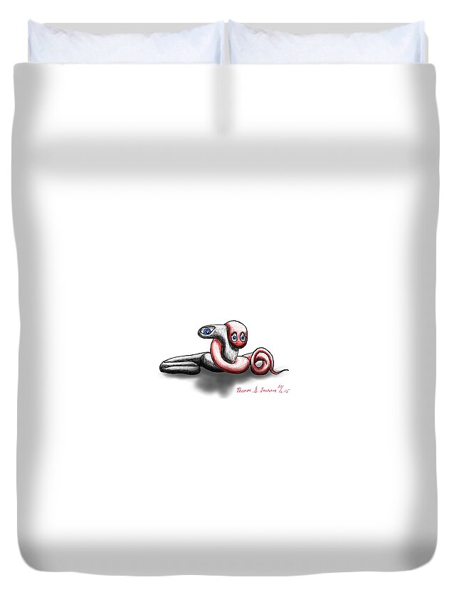 Sketch Duvet Cover featuring the digital art Worm Hug. by ThomasE Jensen