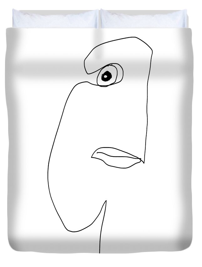 Apple Pencil Duvet Cover featuring the drawing Worry by Bill Owen