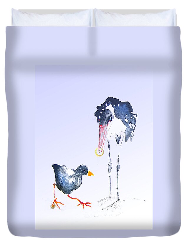Fun Duvet Cover featuring the painting Would You Marry Me by Miki De Goodaboom