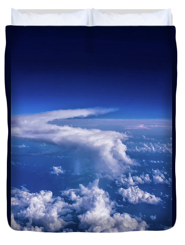 2015 Travels Duvet Cover featuring the photograph Writing In The Sky by Louise Lindsay