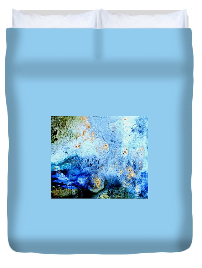 Abstract Duvet Cover featuring the painting Written in Water by Louise Adams