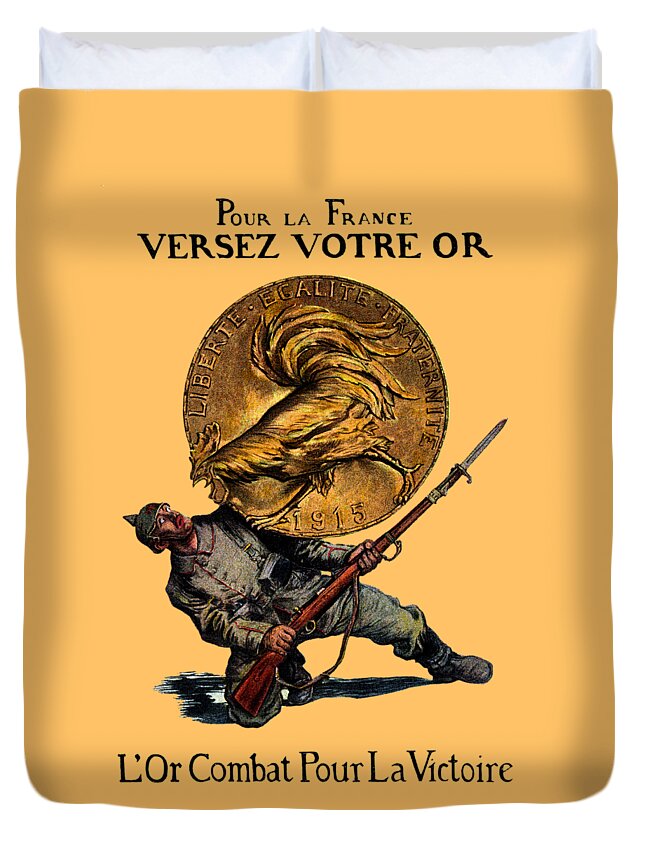Historicimage Duvet Cover featuring the painting WWI Gold for French Victory by Historic Image