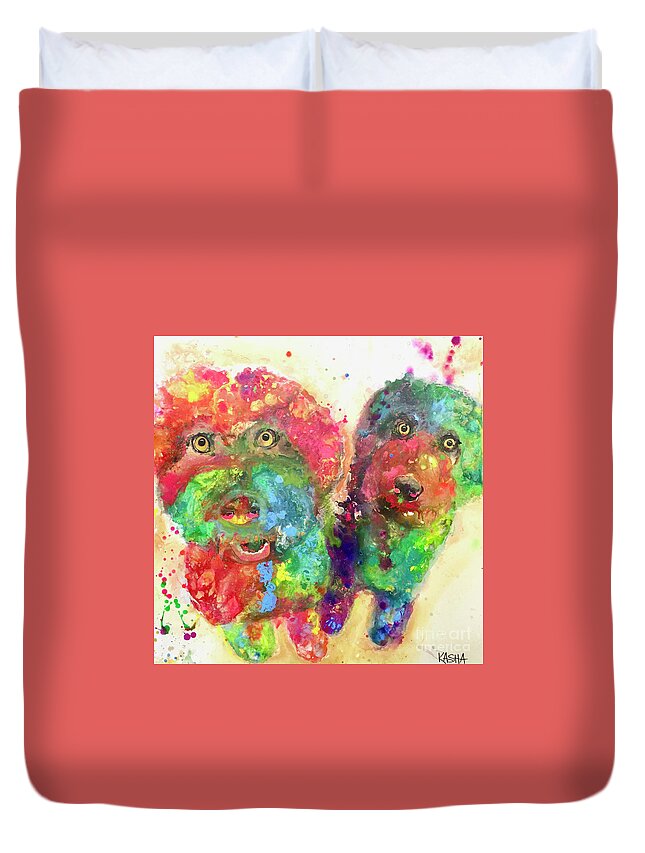 Doodles Duvet Cover featuring the painting X2 by Kasha Ritter