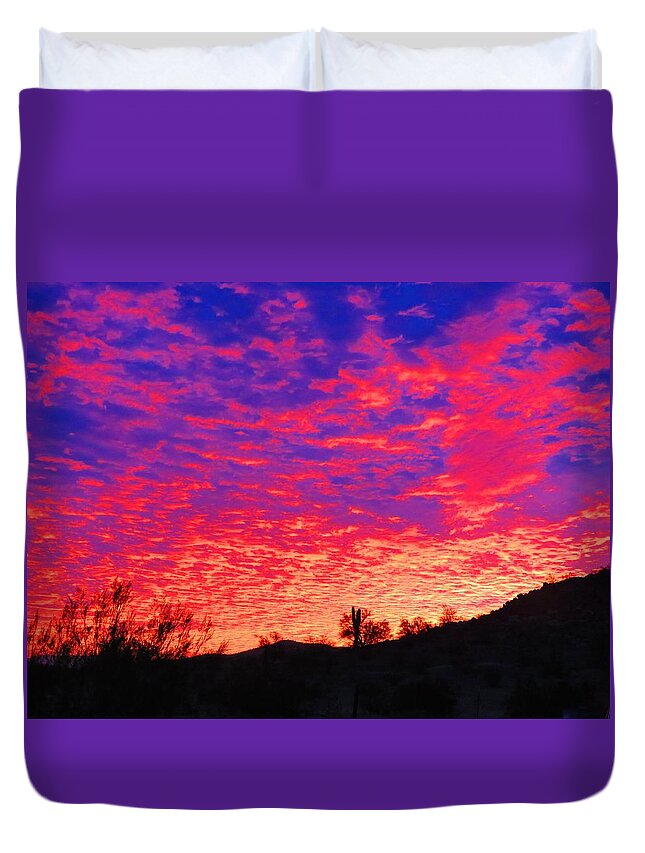 Places Duvet Cover featuring the photograph Y Cactus Sunset 1 by Judy Kennedy