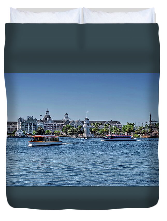 Blue Duvet Cover featuring the photograph Yacht and Beach Club Walt Disney World PM by Thomas Woolworth