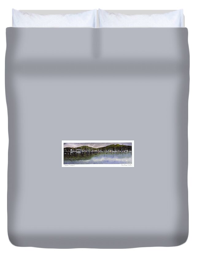 Yachts Duvet Cover featuring the painting Yachts Tarbert by Paul Dene Marlor
