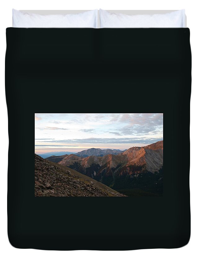Yale Peak Duvet Cover featuring the photograph Yale Peak Sunrise by Cascade Colors