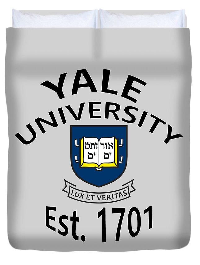 Yale University Duvet Cover featuring the digital art Yale University Est 1701 by Movie Poster Prints