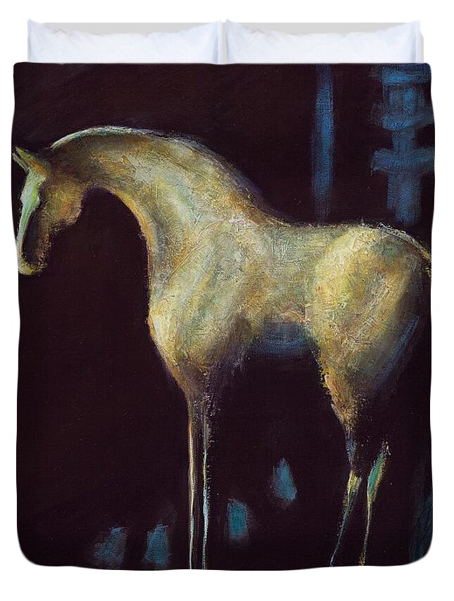 Horse Art Duvet Cover featuring the painting Year of the Horse by Frances Marino