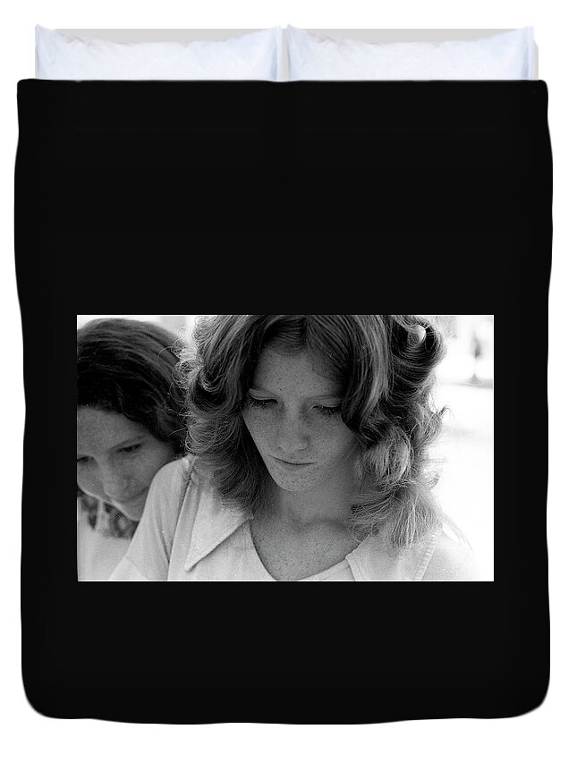 Phoenix Duvet Cover featuring the photograph Yearbook Signing, 1972, Part 2 by Jeremy Butler