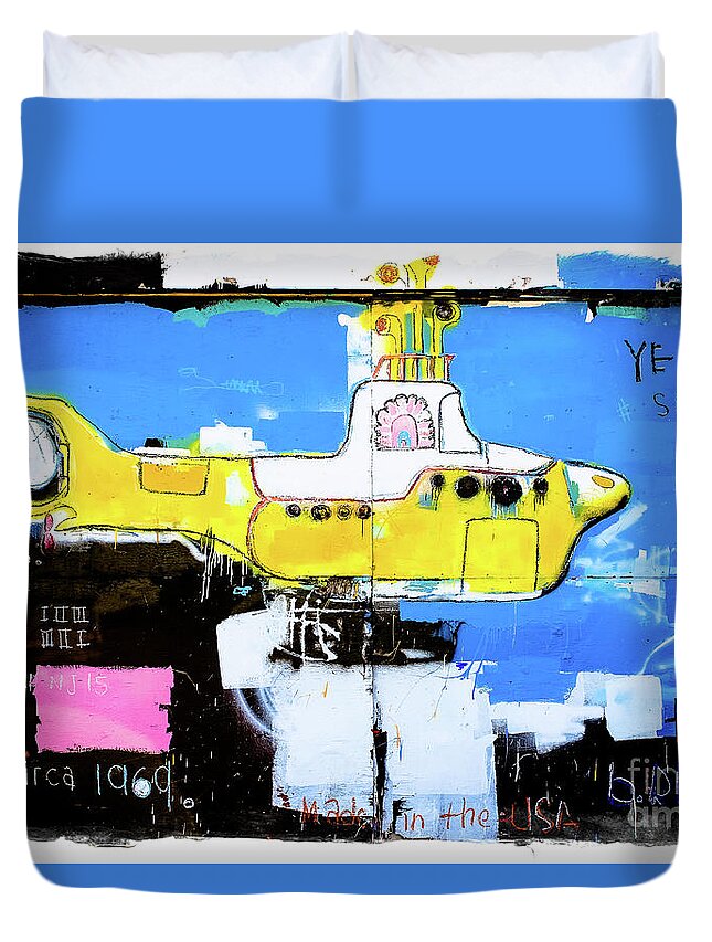 Graffiti Duvet Cover featuring the photograph Yello Sub Graffiti by Colleen Kammerer