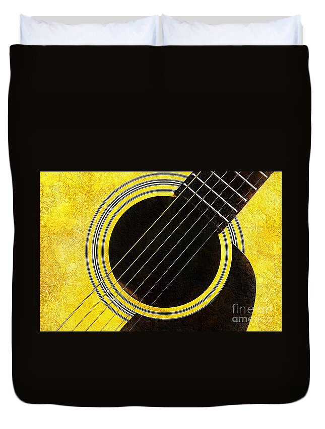 Andee Design Duvet Cover featuring the photograph Yellow 2 Guitar by Andee Design