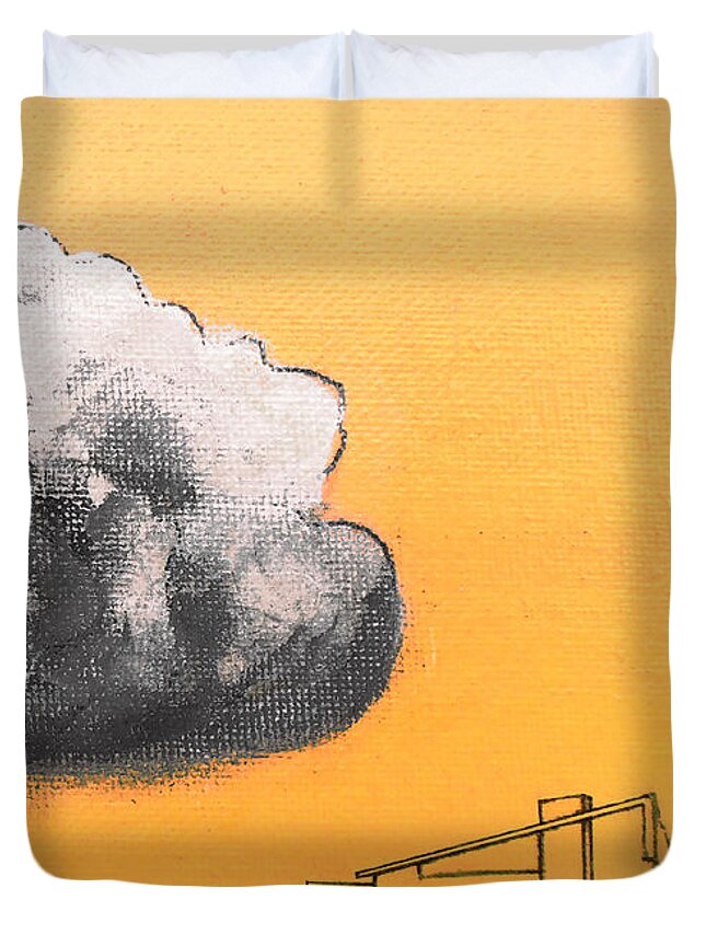palm Springs Duvet Cover featuring the painting Yellow Alex Dark Cloud by Stan Magnan