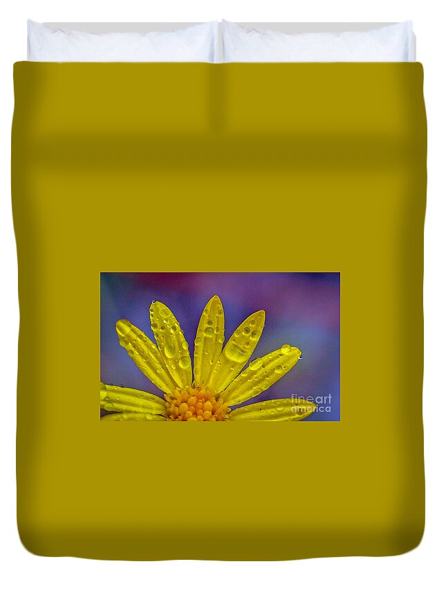 Yellow Duvet Cover featuring the photograph Yellow and Dew by Tom Claud