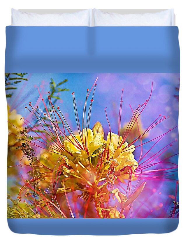 Yellow Duvet Cover featuring the photograph Yellow flowers by Tatiana Travelways