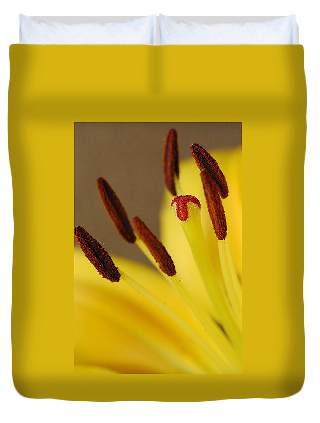 Flower Duvet Cover featuring the photograph Yellow Lily Reach 2 by Amy Fose