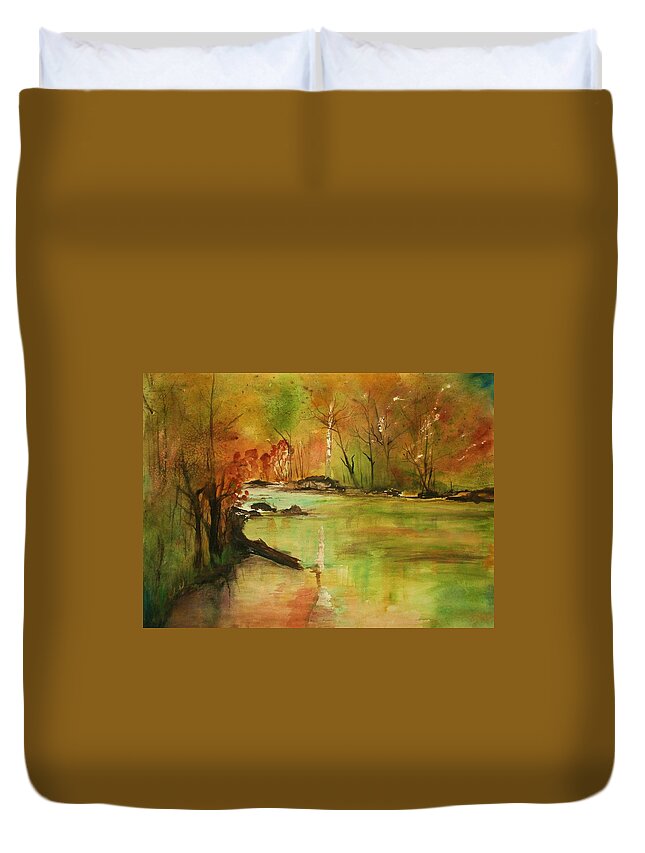 Landscape Paintings. Nature Duvet Cover featuring the painting Yellow Medicine river by Julie Lueders 