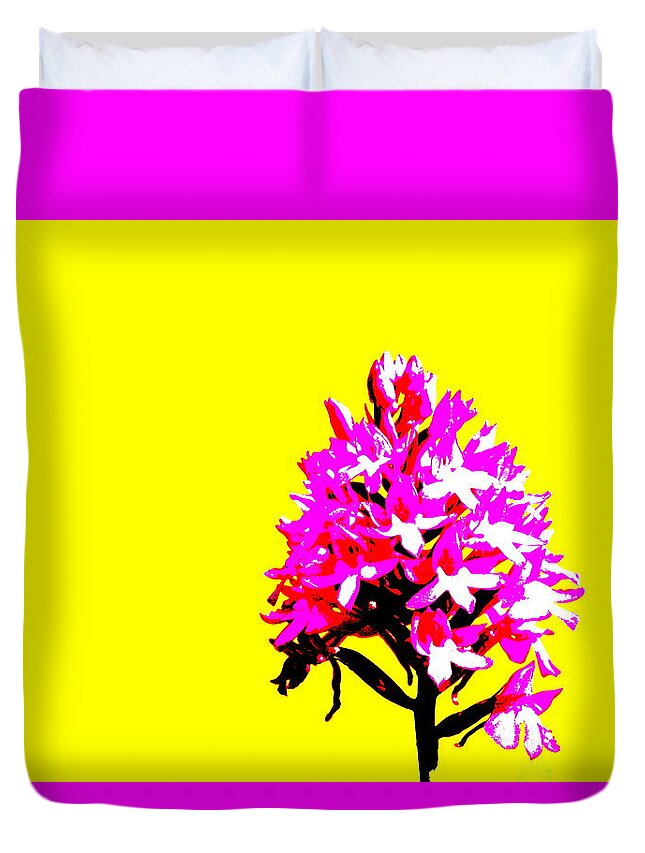 Flowers Duvet Cover featuring the photograph Yellow Pyramid Orchid by Richard Patmore