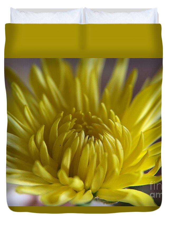 Flowers Duvet Cover featuring the photograph Yellow yellow by Yumi Johnson