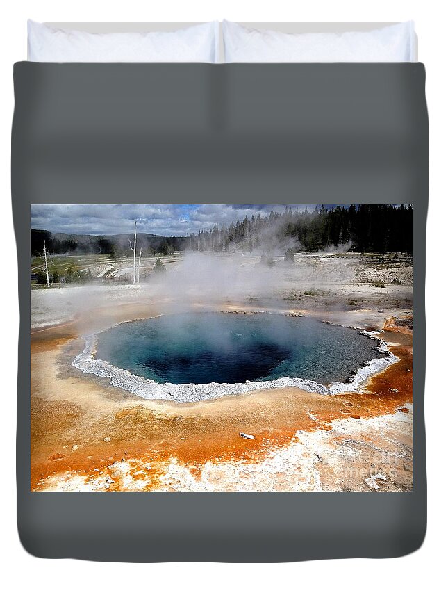 Yellowstone Duvet Cover featuring the photograph Yellowstone Boil by Jeff Hubbard
