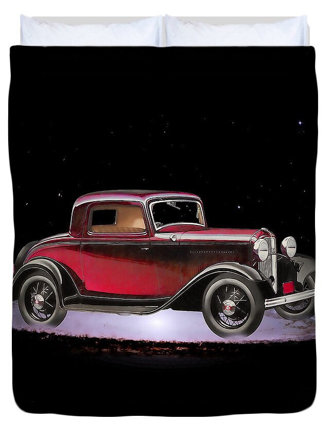 Car Duvet Cover featuring the digital art Yesterdays Car of Tomorrow by John Haldane