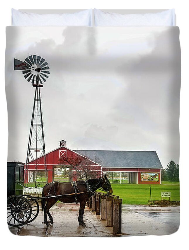 Yoder's Duvet Cover featuring the photograph Yoder's Parking Lot Shipshewana by David Arment