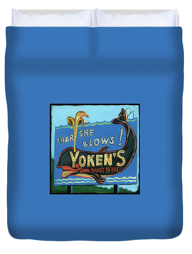 Yoken's Sign Duvet Cover featuring the painting Yoken's Sign, NH by Gisele D Thompson