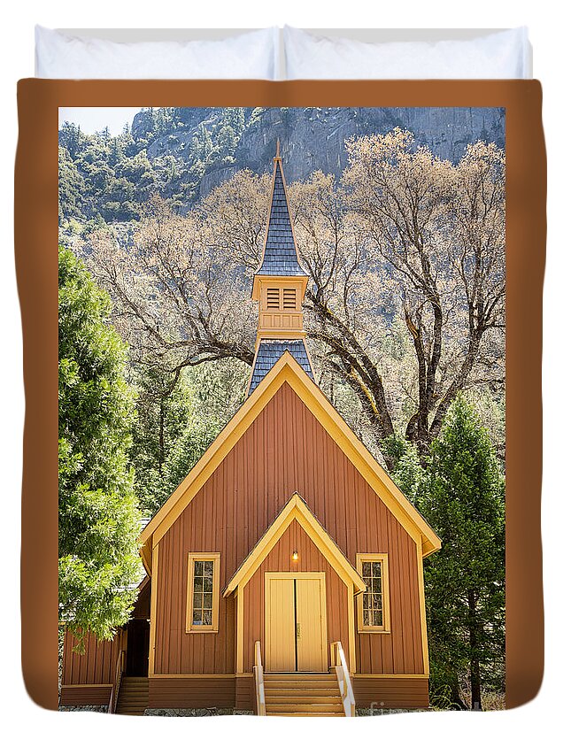 Yosemite Duvet Cover featuring the photograph Yosemite Chapel by Jane Rix