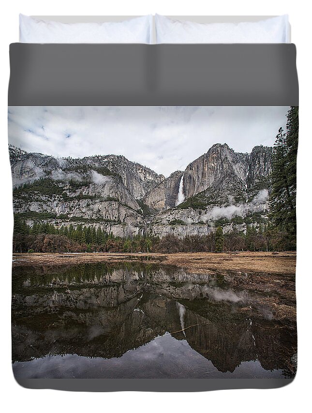 Sierra Duvet Cover featuring the photograph Yosemite Falls by Bill Roberts