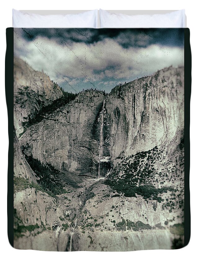 Yosemite Duvet Cover featuring the photograph Yosemite Falls Collodion by Lawrence Knutsson