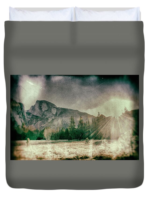 Yosemite Duvet Cover featuring the photograph Yosemite Valley Half Dome Collodion by Lawrence Knutsson