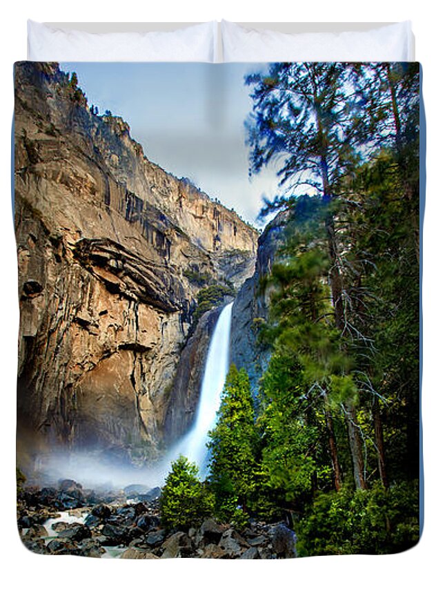Yosemite National Park Duvet Cover featuring the photograph Yosemite Waterfall by Az Jackson