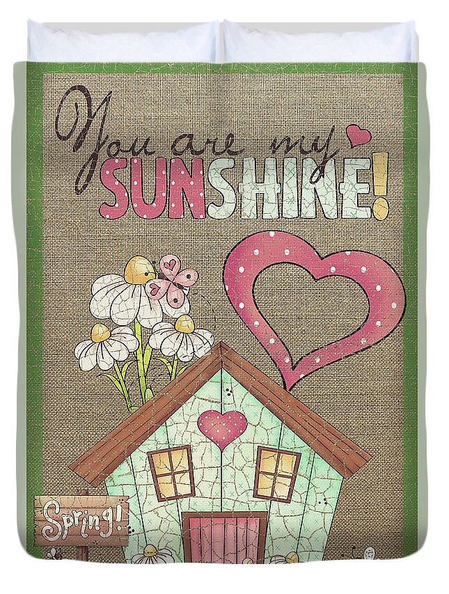 Sunshine Duvet Cover featuring the painting You are my Sunshine-JP3906 by Jean Plout