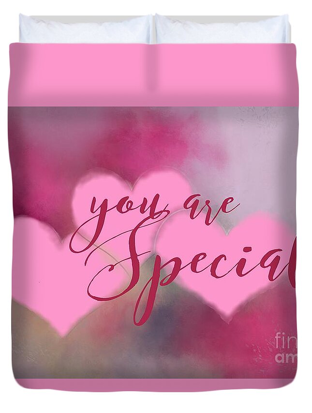 You Duvet Cover featuring the painting You Are Special . Hearts by Renee Trenholm