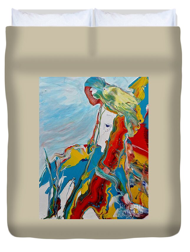 Acrylic Pour Duvet Cover featuring the painting You Bring The Color by Deborah Nell