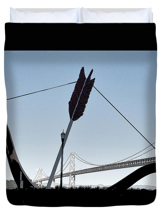 San Francisco Waterfront Duvet Cover featuring the photograph You Can Run But You Can't Leave by Jessica Levant