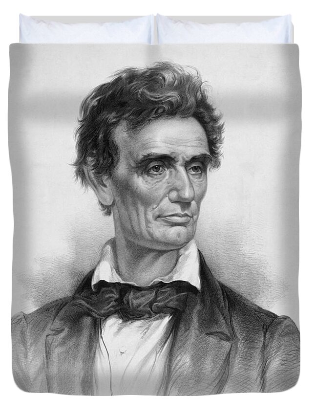 Abraham Lincoln Duvet Cover featuring the drawing Young Abe Lincoln by War Is Hell Store