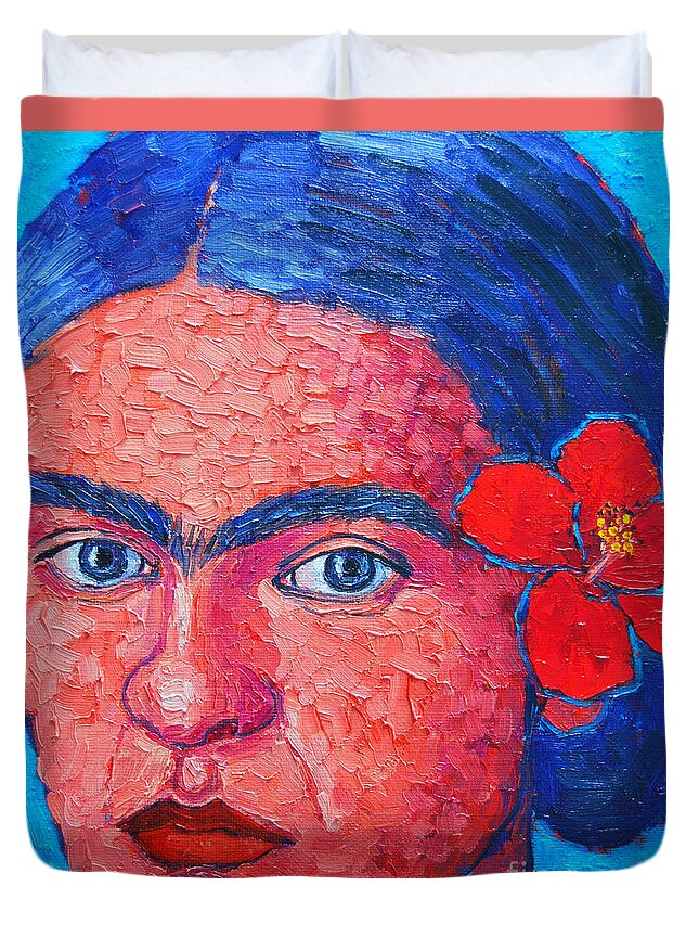 Frida Duvet Cover featuring the painting Young Frida Kahlo by Ana Maria Edulescu