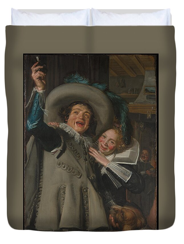 Young Man And Woman In An Inn Duvet Cover featuring the painting Young Man and Woman in an Inn by MotionAge Designs