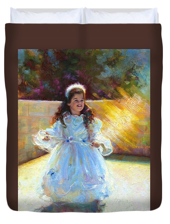 Queen Duvet Cover featuring the painting Young Queen Esther by Talya Johnson