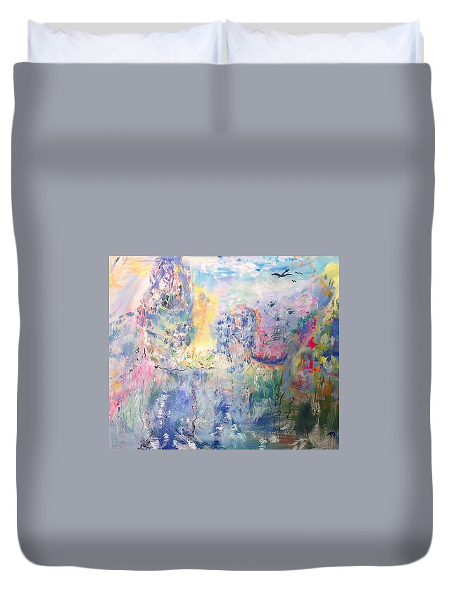 Heart Duvet Cover featuring the painting Your always in my heart by Judith Desrosiers