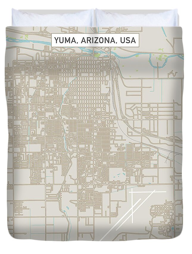 Yuma Duvet Cover featuring the digital art Yuma Arizona US City Street Map by Frank Ramspott