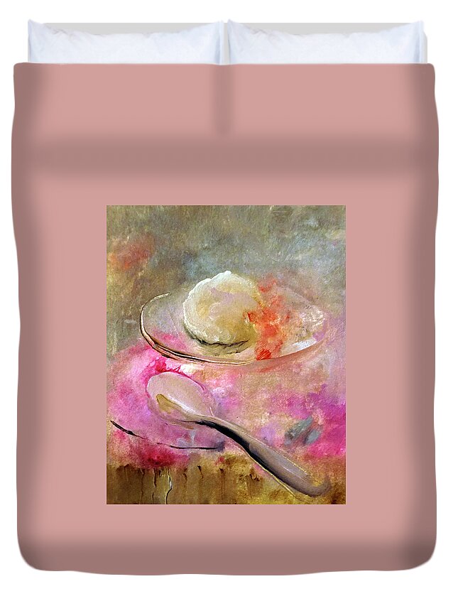 Creamy Duvet Cover featuring the digital art Yummy Pink Deliciousness Painting by Lisa Kaiser