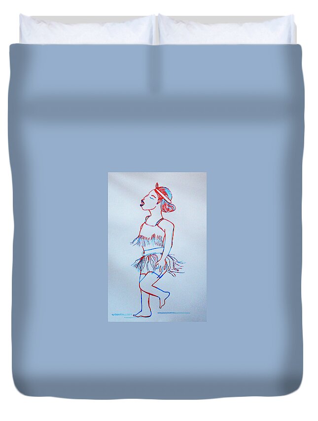 Jesus Duvet Cover featuring the painting Zambia Traditional Dance by Gloria Ssali