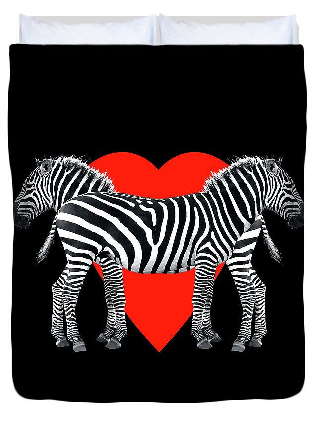 Africa Duvet Cover featuring the photograph Zebra Love by Gill Billington