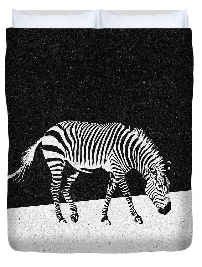 Zebra Duvet Cover featuring the digital art Zebra by Zoltan Toth