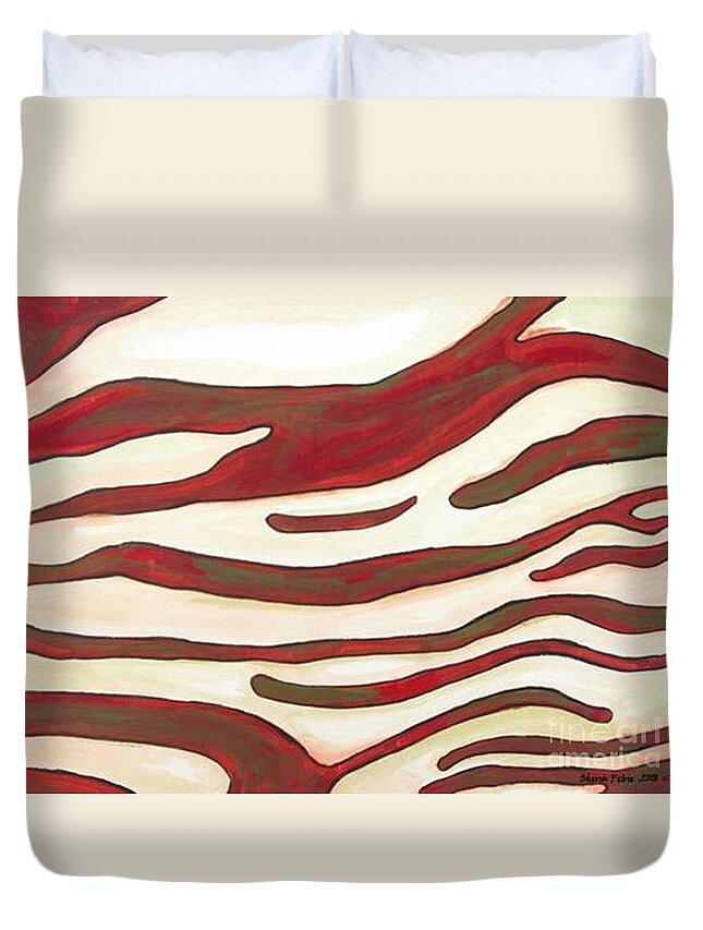 Wildlife Duvet Cover featuring the painting Zebra Zone - Color on White by Sheron Petrie