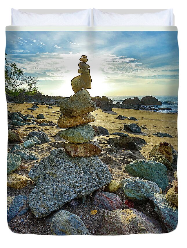 Costa Rica Duvet Cover featuring the photograph Zen Rock Balance by Dillon Kalkhurst