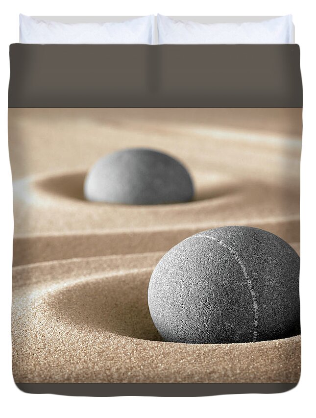 Harmony Duvet Cover featuring the photograph Zen Stone Garden by Dirk Ercken